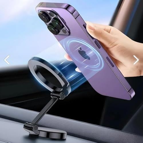 The Wlue Araç içi Torpido Üstü Mıknatıslı Telefon Tutucu, Magsafe Uyumlu, Katlanabilir, Güçlü Manyetik, 360 Dönebilen