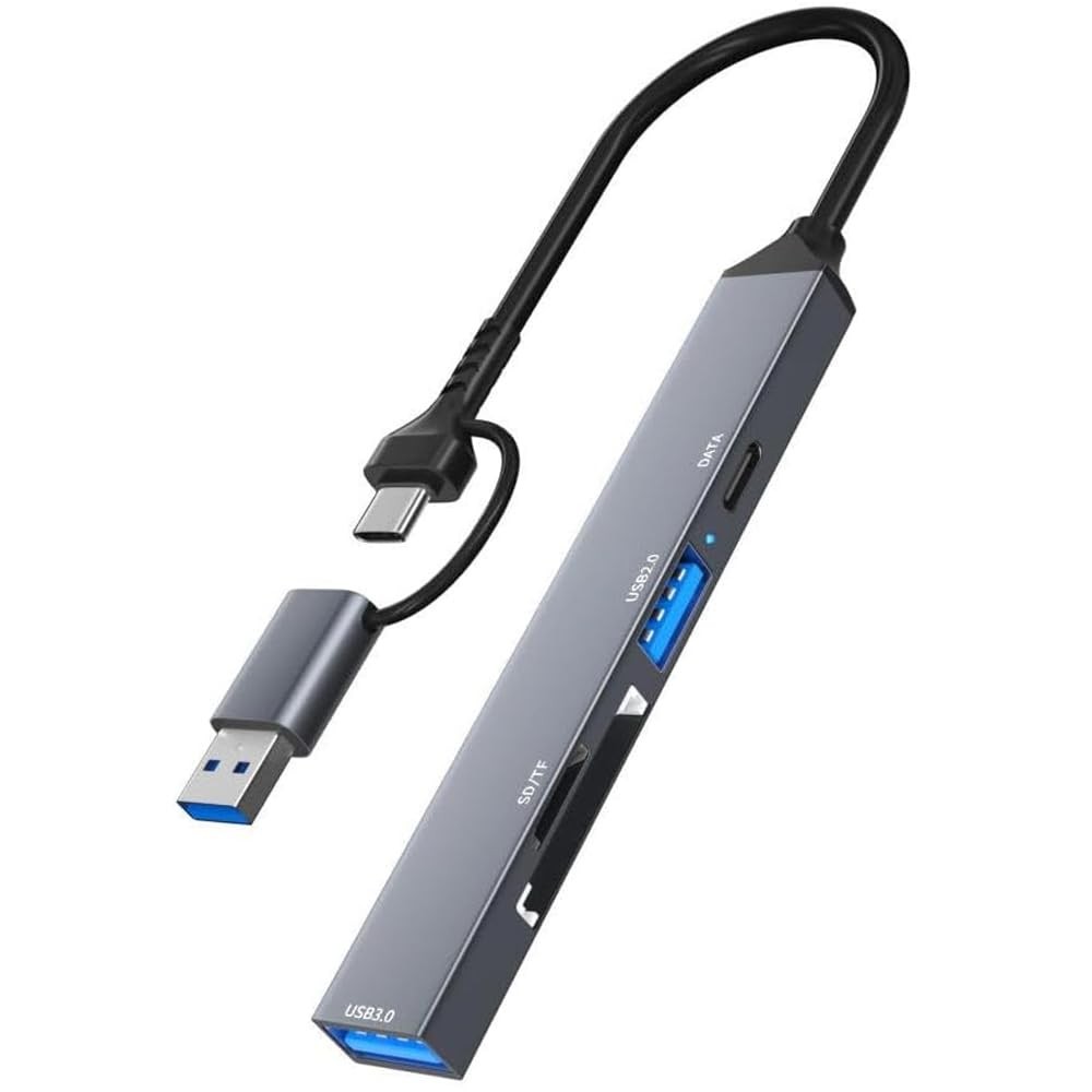 The Wlue USB 3.0 Çok Portlu Kart Okuyucu, Type-C ve USB Dönüştürücü, SD/TF Kart Desteği, 5Gbps Veri Aktarımı,
