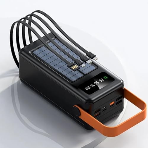 The Wlue 80000 mAh Solar Taşınabilir Şarj Cihazı, Dijital Ekranlı, LED Işıklı, Kamp için Powerbank