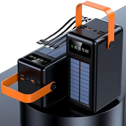 The Wlue 80000 mAh Solar Taşınabilir Şarj Cihazı, Dijital Ekranlı, LED Işıklı, Kamp için Powerbank