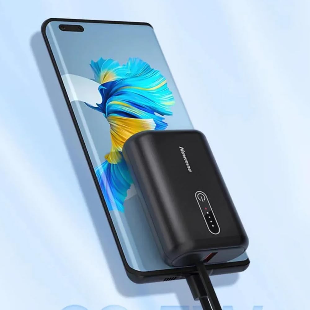 The Wlue Mini Powerbank, 10000 mAh, 22.5W Hızlı Şarj, Type-C Kablolu, USB ve Type-C Çıkışlı