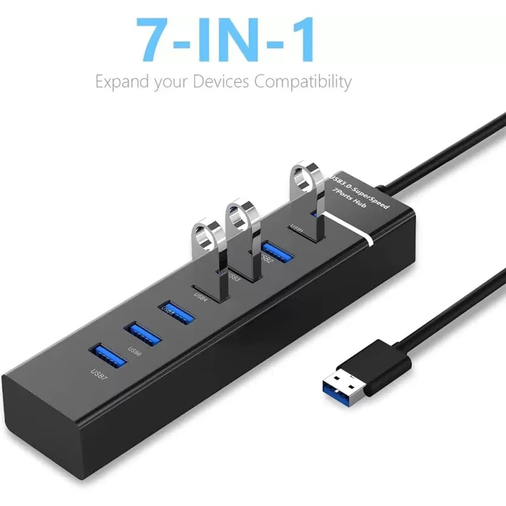 The Wlue USB 3.0 Yüksek Hızlı Hub, 7 Port, 5 Gbps, 1,2 Metre Kablo