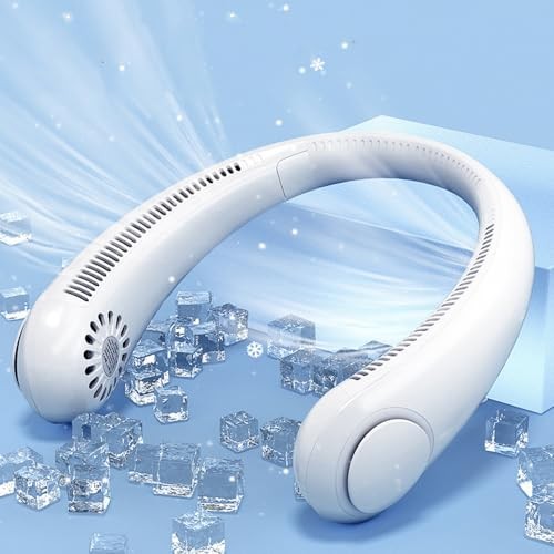 The Wlue Şarjlı Askılı Boyun Fanı / 3 Kademeli Hız Ayarı Vantilatör / 360° Hava Akışlı Fan Soğutma