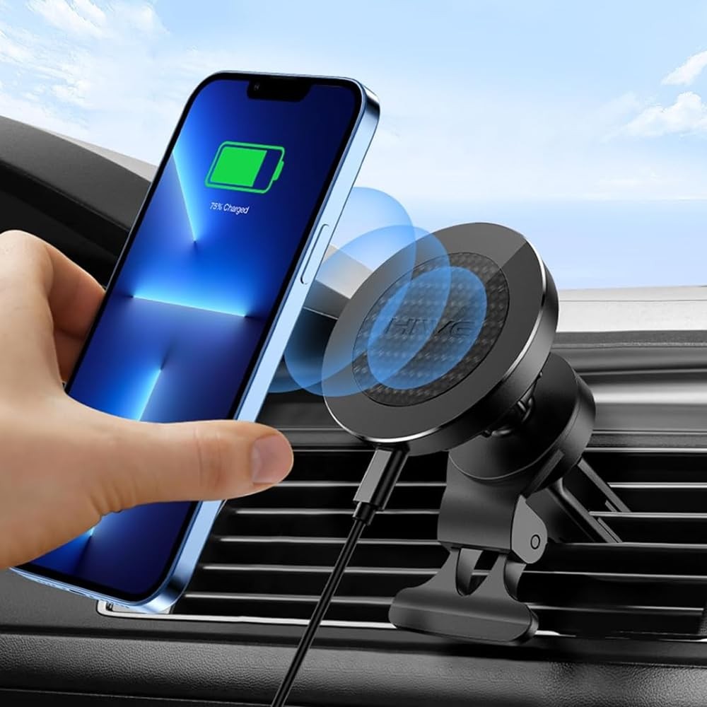 The Wlue Araç İçi Havalandırma Telefon Tutucu, 15W Kablosuz Şarj, MagSafe Uyumlu, Manyetik