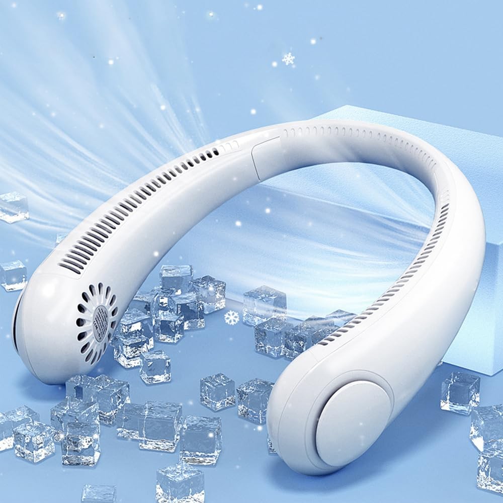 The Wlue Şarjlı Askılı Boyun Fanı / 3 Kademeli Hız Ayarı Vantilatör / 360° Hava Akışlı Fan Soğutma