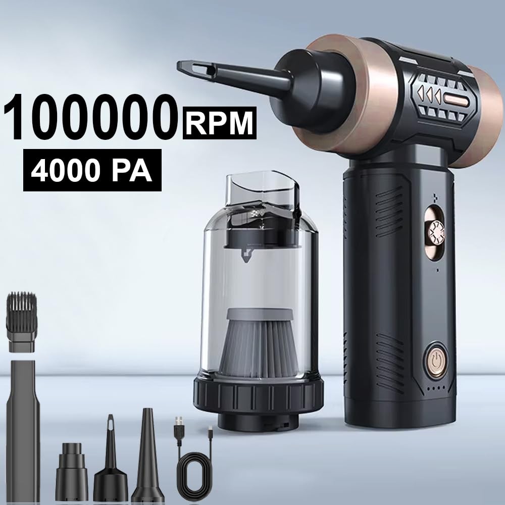 The Wlue 100.000 RPM Araç içi Basınçlı Hava Üfleme Çekme Süpürgesi, Toz, Yaprak, Mangal Üfleme Makinesi