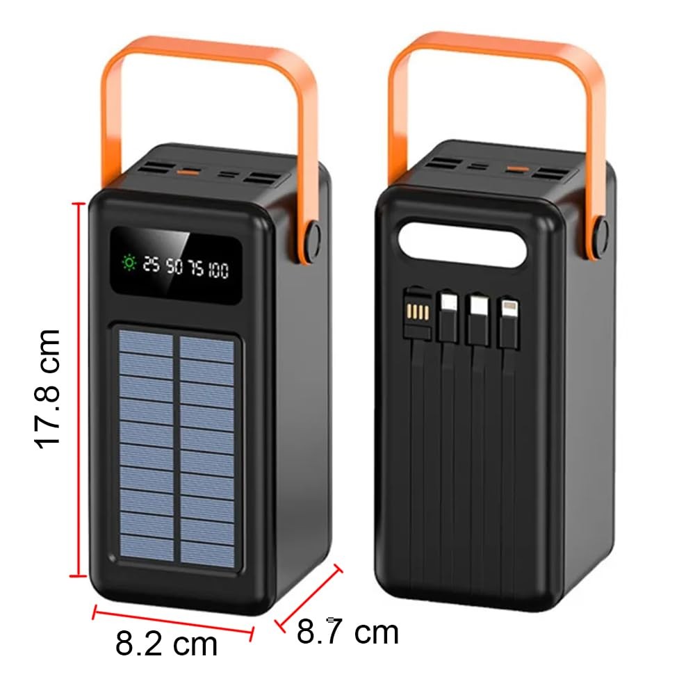 The Wlue 80000 mAh Solar Taşınabilir Şarj Cihazı, Dijital Ekranlı, LED Işıklı, Kamp için Powerbank