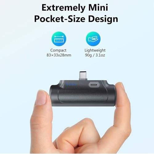 Süper Mini 5000 mAh Type-C Girişli Telefonlar için Cep Powerbank 5V/2.1A
