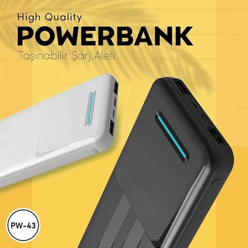 The Wlue Taşınabilir Şarj Cihazı, 10000 mAh Powerbank, 2 USB Çıkışlı, 2.4A, LED Göstergeli