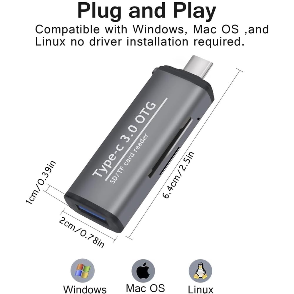 The Wlue Type-C to USB 3.0 TF SD Kart Okuyucu USB Type-C OTG Adaptör Çevirici
