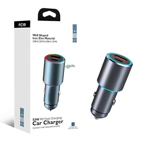 The wlue Rgb 53w Pd Hızlı Şarj Araç içi Çakmaklık Şarj Aleti 1x Type-c 35w Pd 1x Usb3.0 18w