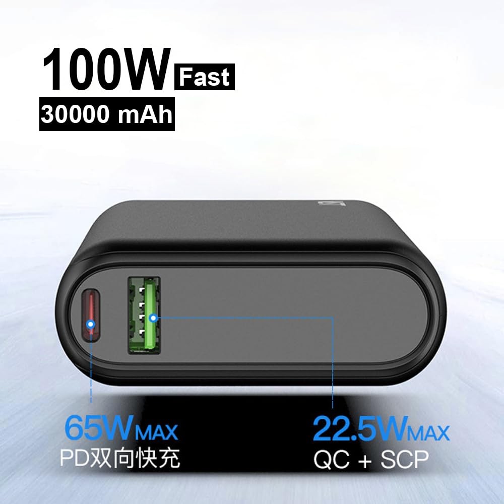 The Wlue 30000 mAh 100W PD Hızlı Şarj Powerbank / 2 Adet Type-C Port / 1 Adet USB Port
