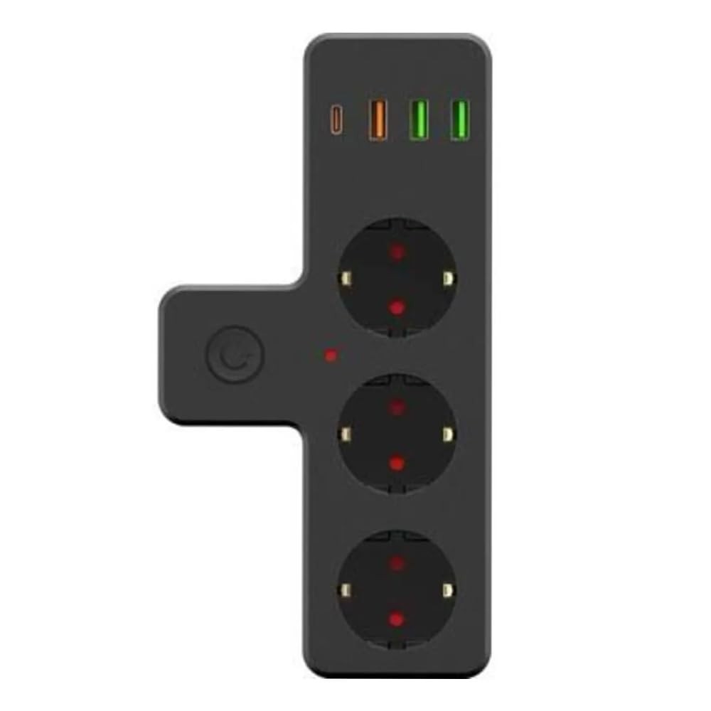 The Wlue 3'lü Akım Korumalı Kablosuz Priz Çoğaltıcı, 2500W, 3 USB 2.4A Port, 20W Type-C PD Hızlı Şarj