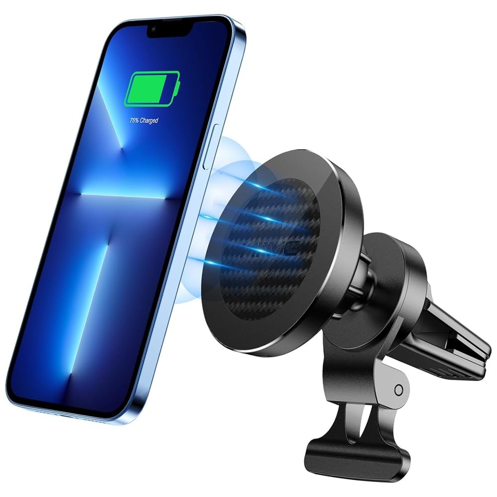 The Wlue Araç İçi Havalandırma Telefon Tutucu, 15W Kablosuz Şarj, MagSafe Uyumlu, Manyetik