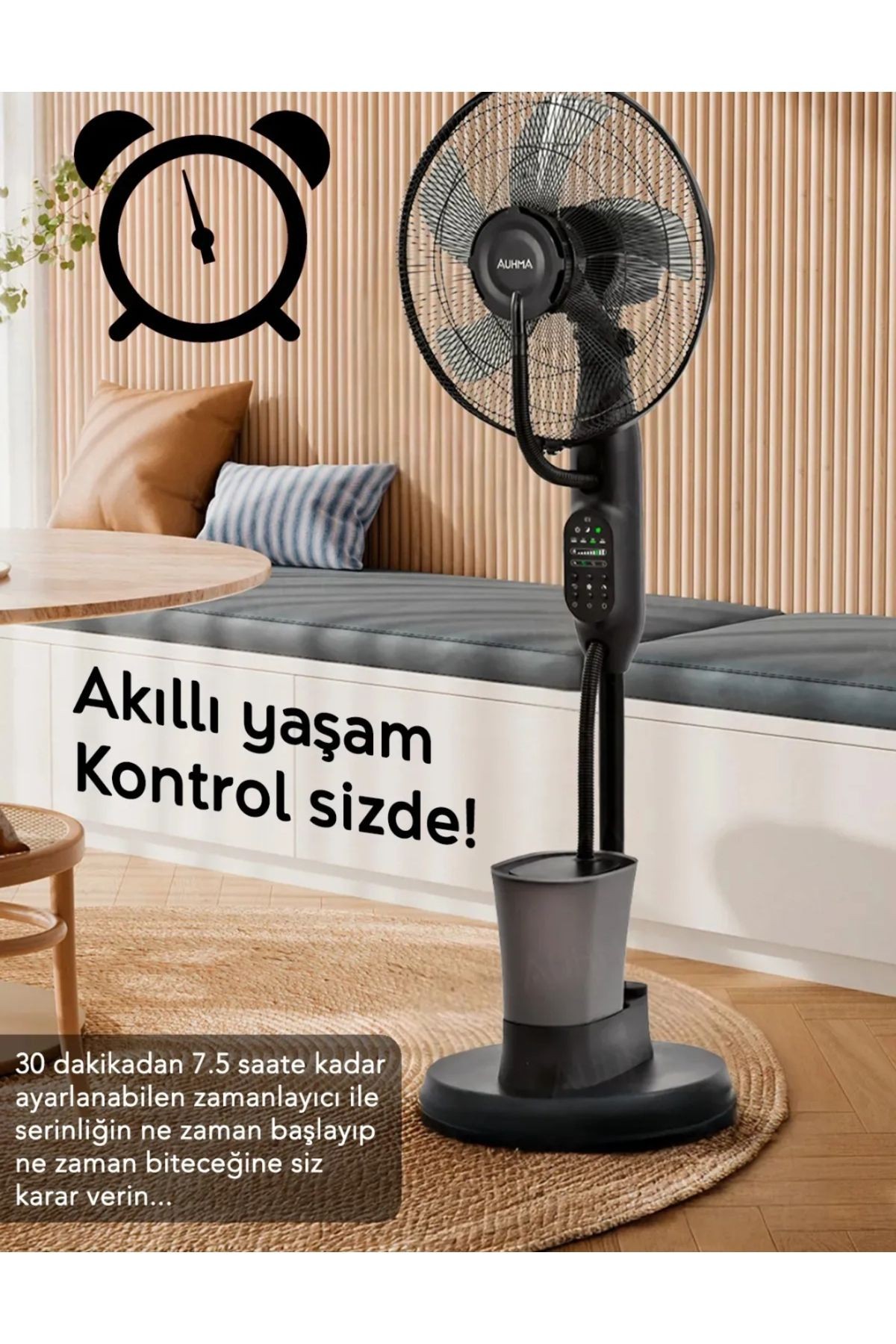 Uzaktan Kumandalı Buzlu Vantilatör Buharlı 3l Nemlendirici Fan Zaman Ayarlı Ultra Sessiz Tekerlekli