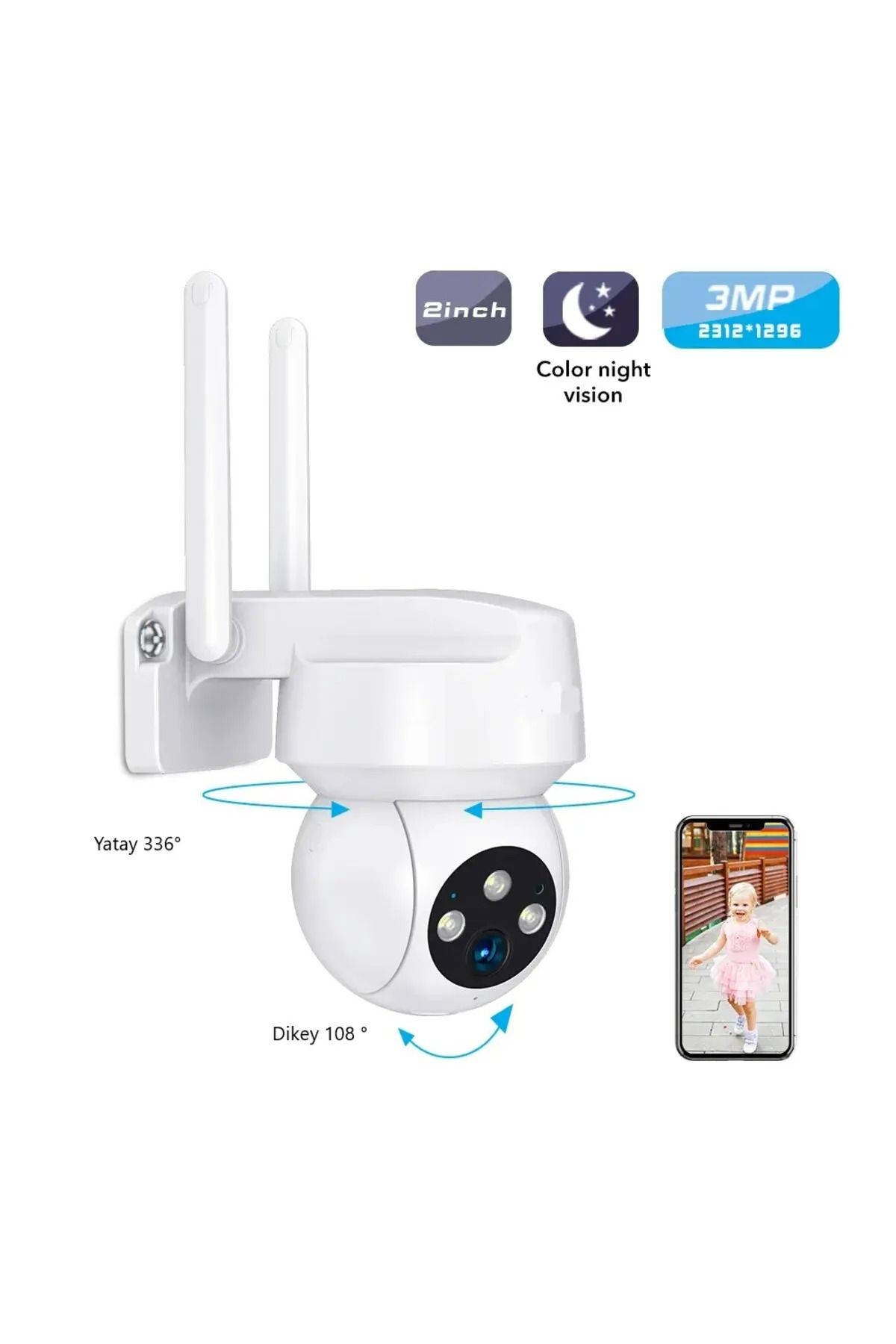 AKILLI KAMERA DIŞ MEKAN CT-4051 IP66 1080P GECE GÖRÜŞLÜ SİRENLİ