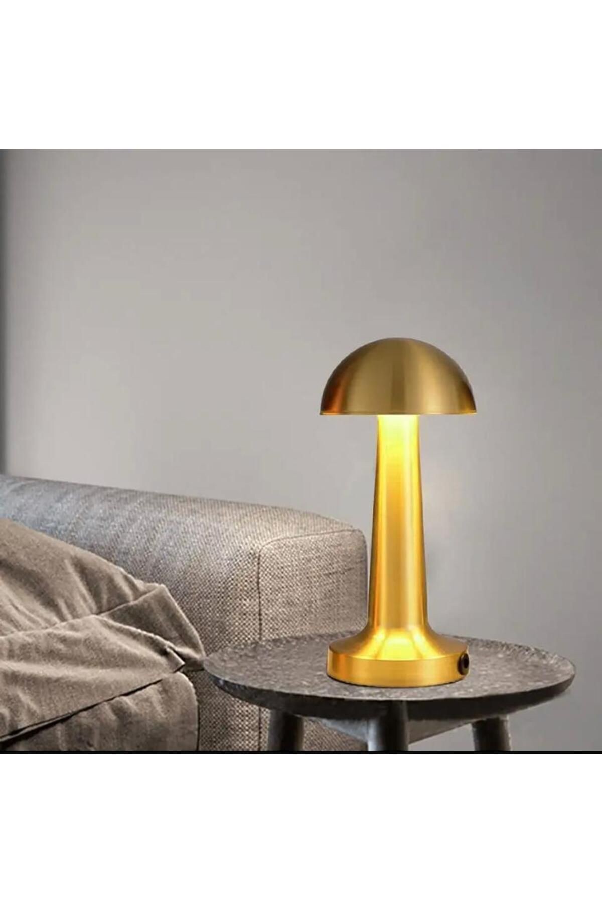 Şarjlı Dokunmatik Led Masa Lambası, Ayarlanabilir Renk Tonu, Okuma Işığı Mantar Gold Unichrome