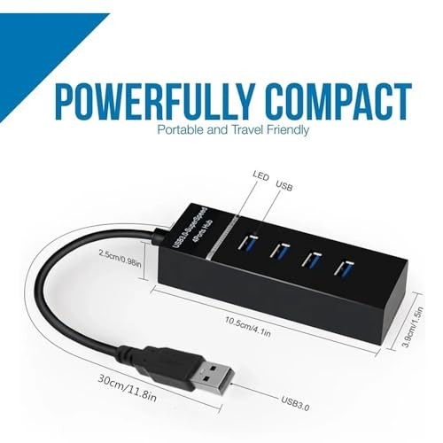 The Wlue 4 Port USB 3.0 Çoklayıcı Hub, 30 cm Kablo, Yüksek Hızlı