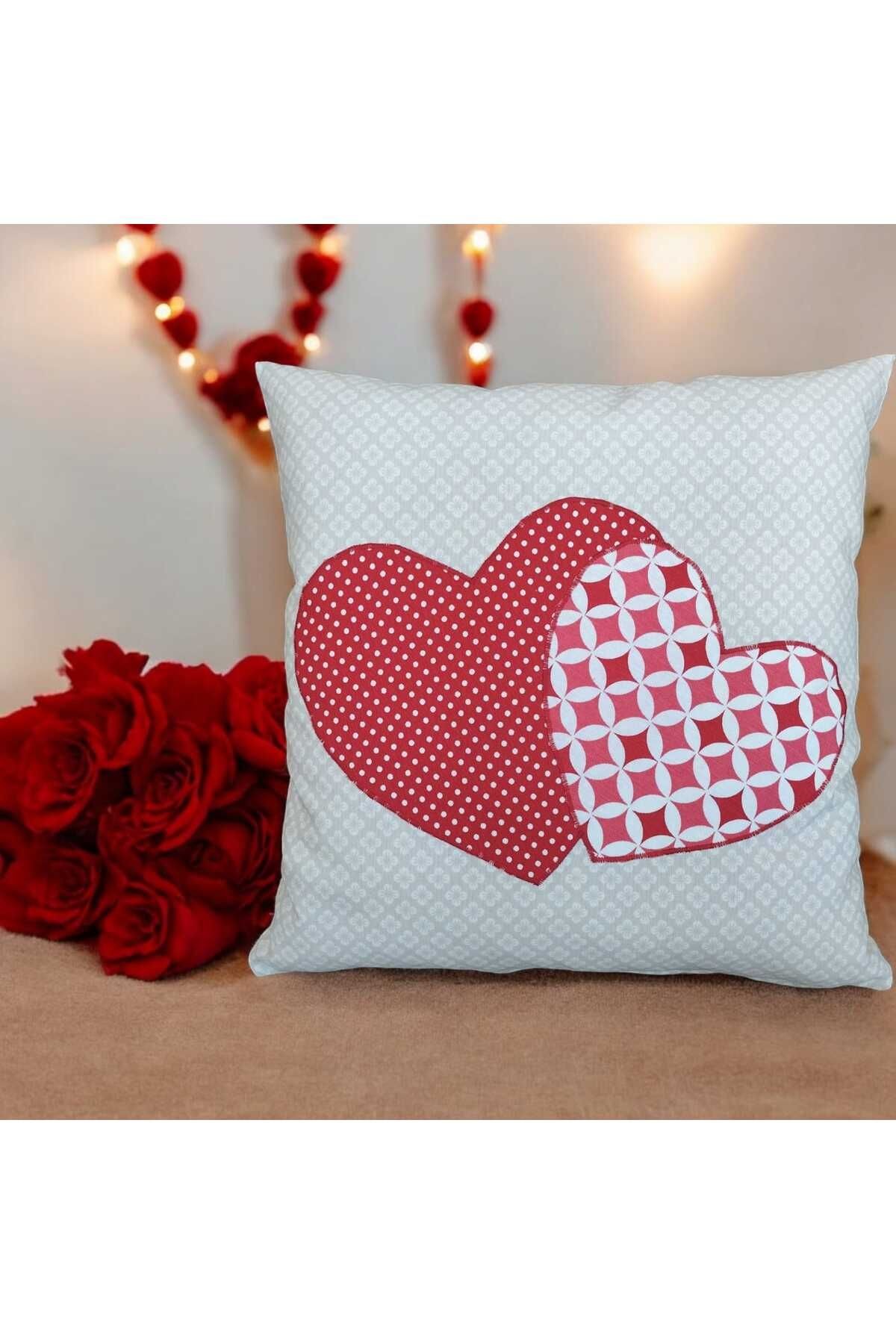 FERMUARLI DUCK KETEN KUMAŞ KIRLENT KILIFI YASTIK KILIFI 42*42 CM HANDMADE DEKORATİF KALPLİ-TEKLİ-