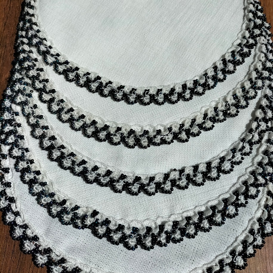 Siyah boncuk oyalı supla