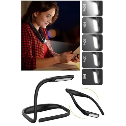 The Wlue LED Kitap Okuma Işığı, Boyun Askılı, 3 Renk Tonu, Şarjlı, Ayarlanabilir Parlaklık
