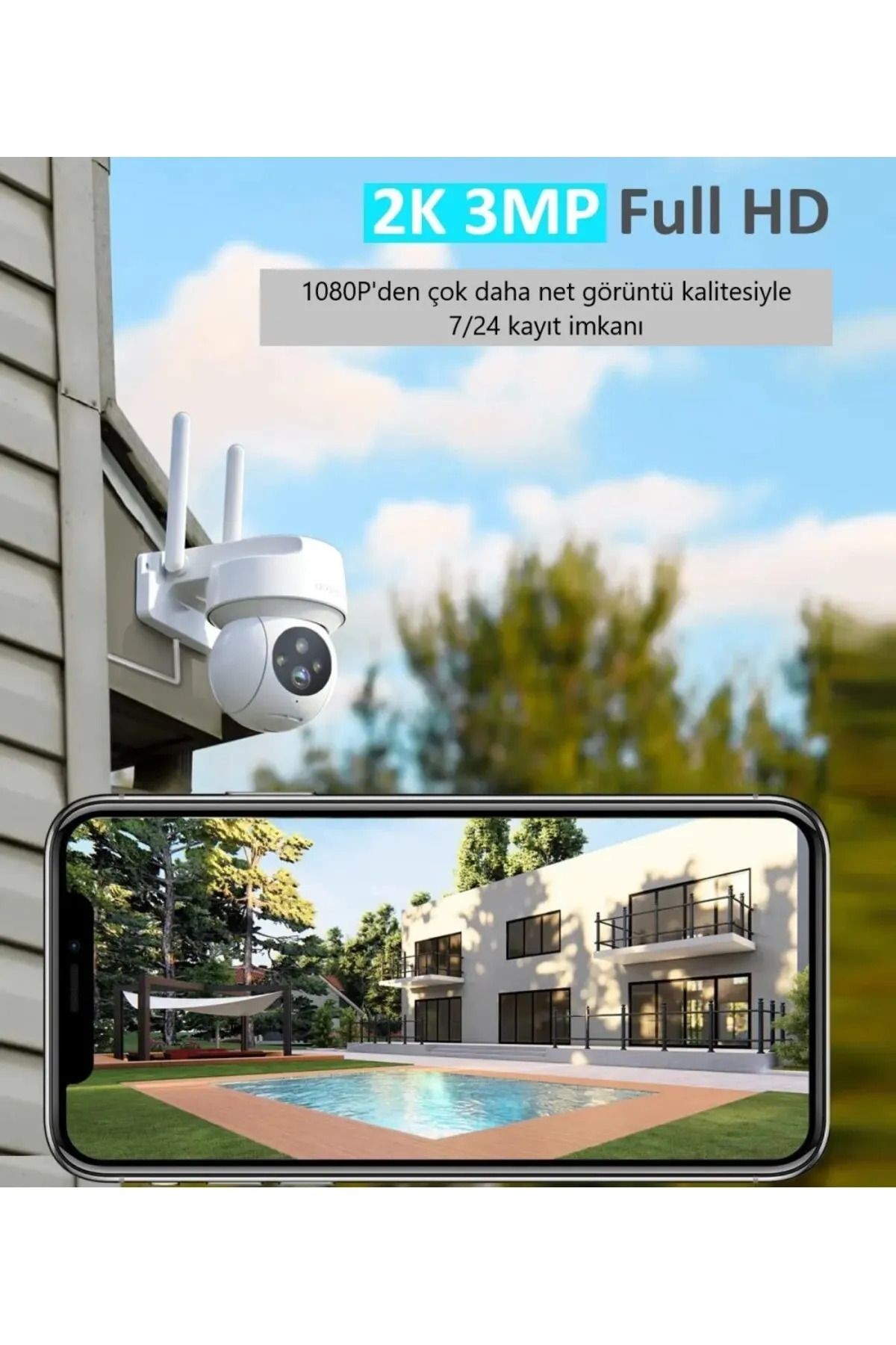 AKILLI KAMERA DIŞ MEKAN CT-4051 IP66 1080P GECE GÖRÜŞLÜ SİRENLİ