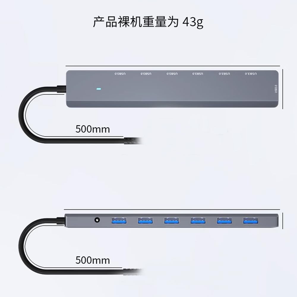 The Wlue 7in1 Type-C to USB Çoklayıcı 7 Port USB3.0 HUB Power Güç Destekli 5Gbps High Speed
