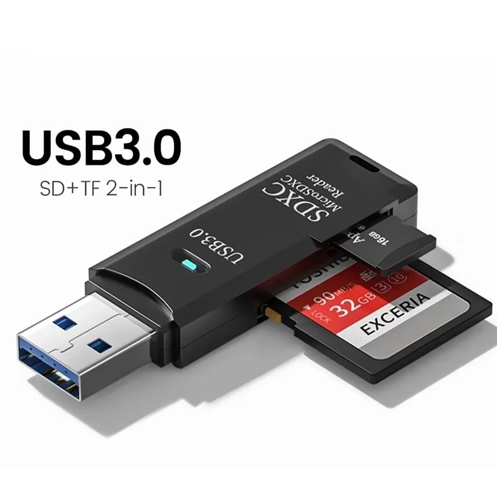 The Wlue 2'si 1 Arada USB 3.0 Micro SD/TF Kart Okuyucu, Veri Aktarım Adaptörü