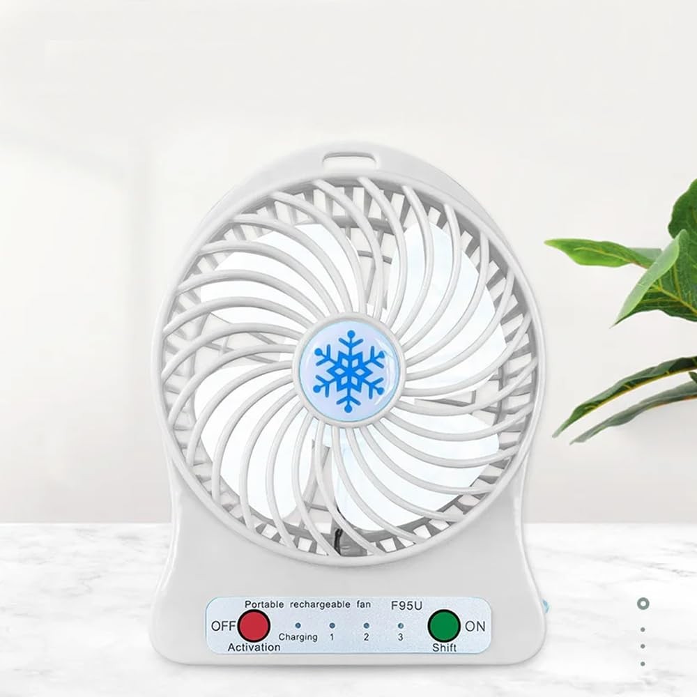 The Wlue Şarjlı Mini USB Vantilatör / 3 Kademeli Masaüstü Mini Fan/Taşınabilir