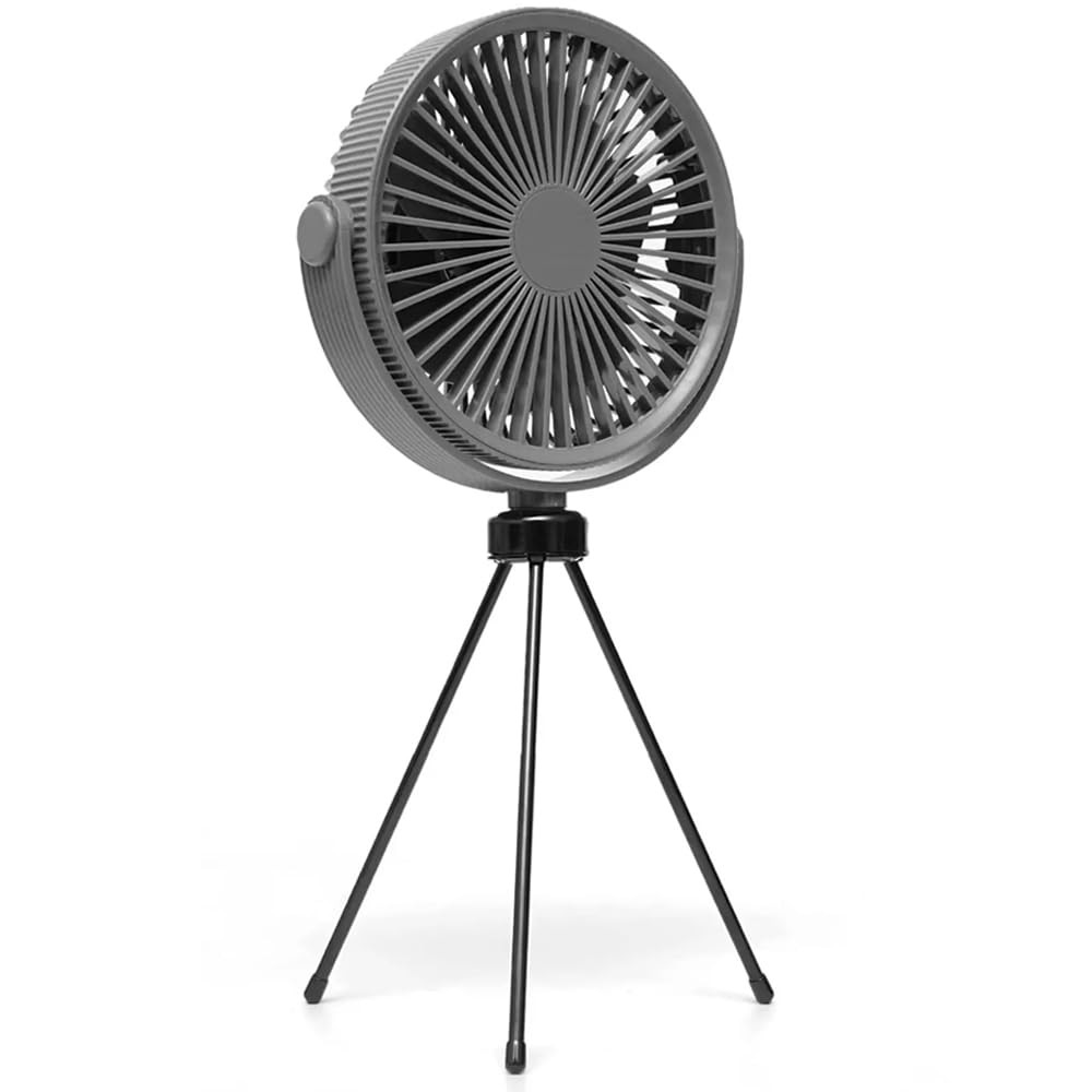 The Wlue Şarjlı Vantilatör/LED Işıklı / 3 Kademeli Hız Ayarı/Tripod ve Askılı Kamp için Fan