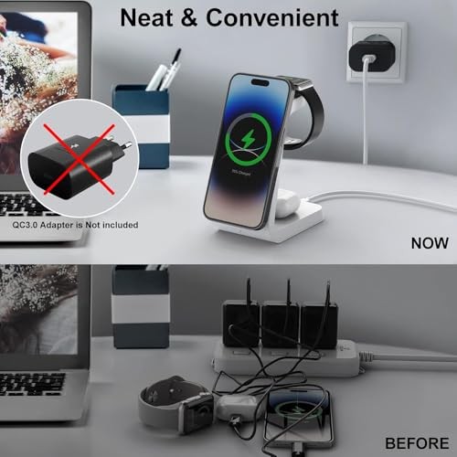 The Wlue 3'ü 1 Arada 20W Kablosuz Şarj Standı Wireless Şarj iPhone ve Apple Watch Saatler için Şarj İstasyonu