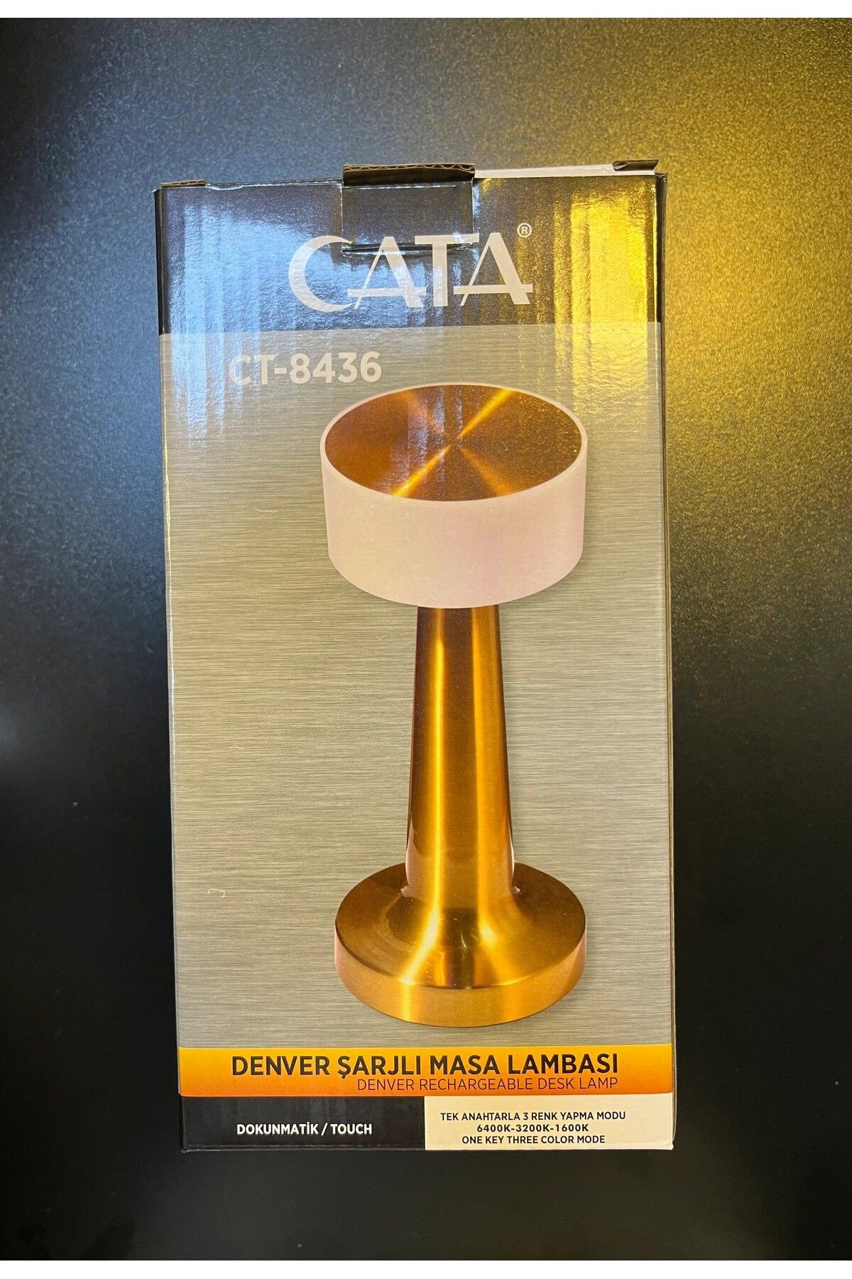Dekoratif Şarjlı Dokunmatik Led Masa Lambası Usb Kablolu Abajur Ve Gece Lambası Gold Renk 8436