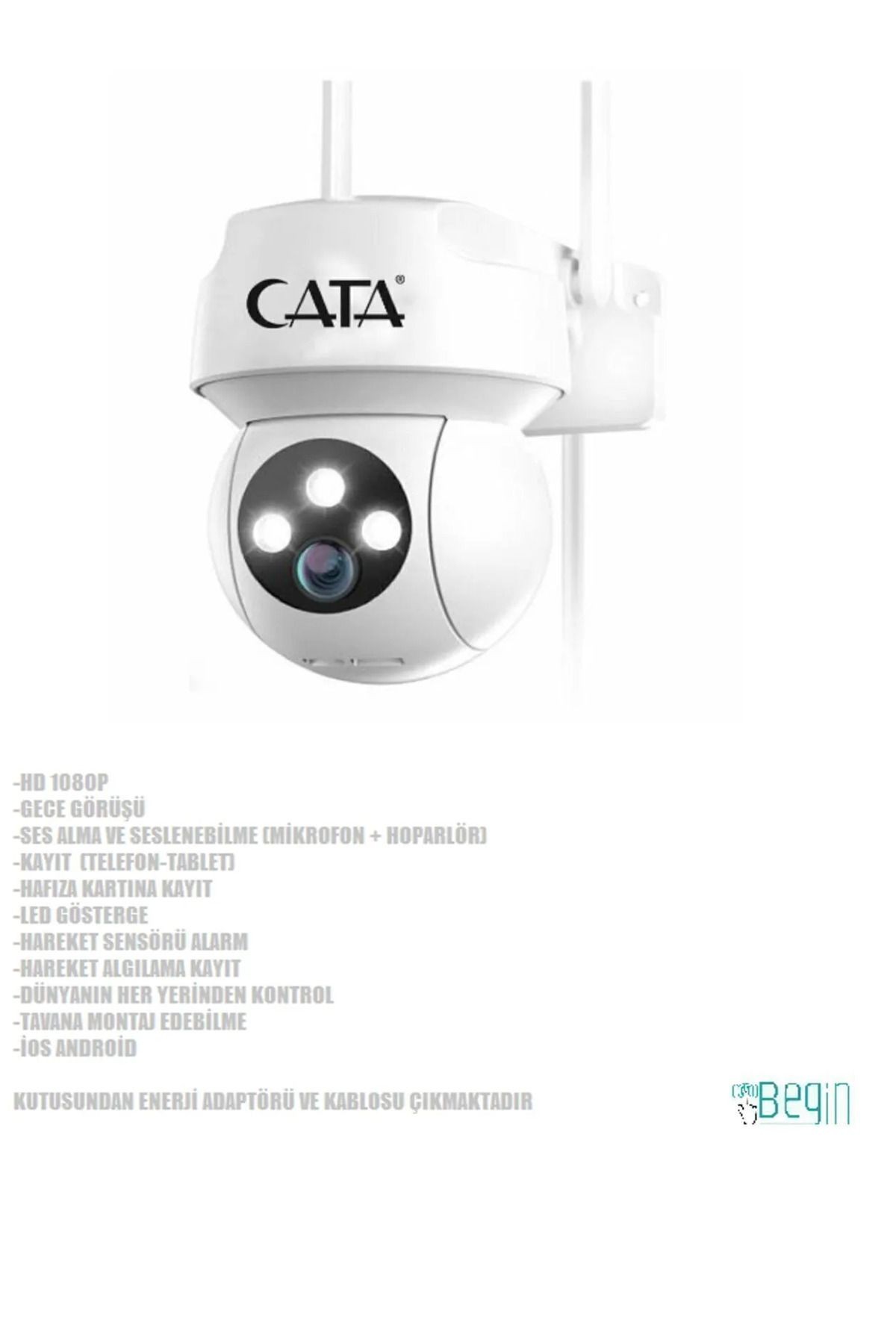 AKILLI KAMERA DIŞ MEKAN CT-4051 IP66 1080P GECE GÖRÜŞLÜ SİRENLİ