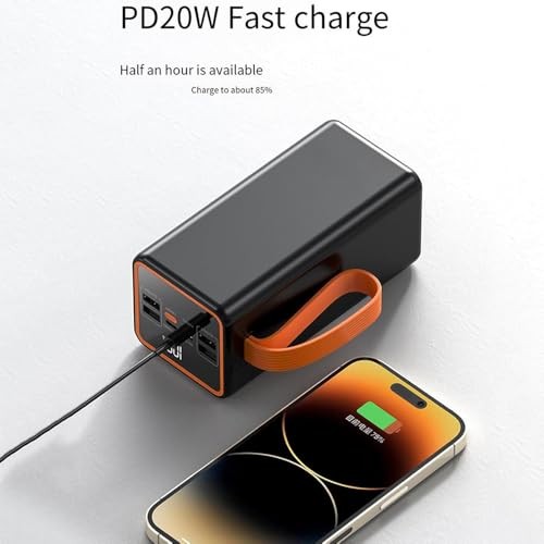 The Wlue 50000 mAh Taşınabilir Şarj Cihazı, LED Aydınlatmalı, PD 22.5W Hızlı Şarj, Dijital Göstergeli, Kamp Powerbank