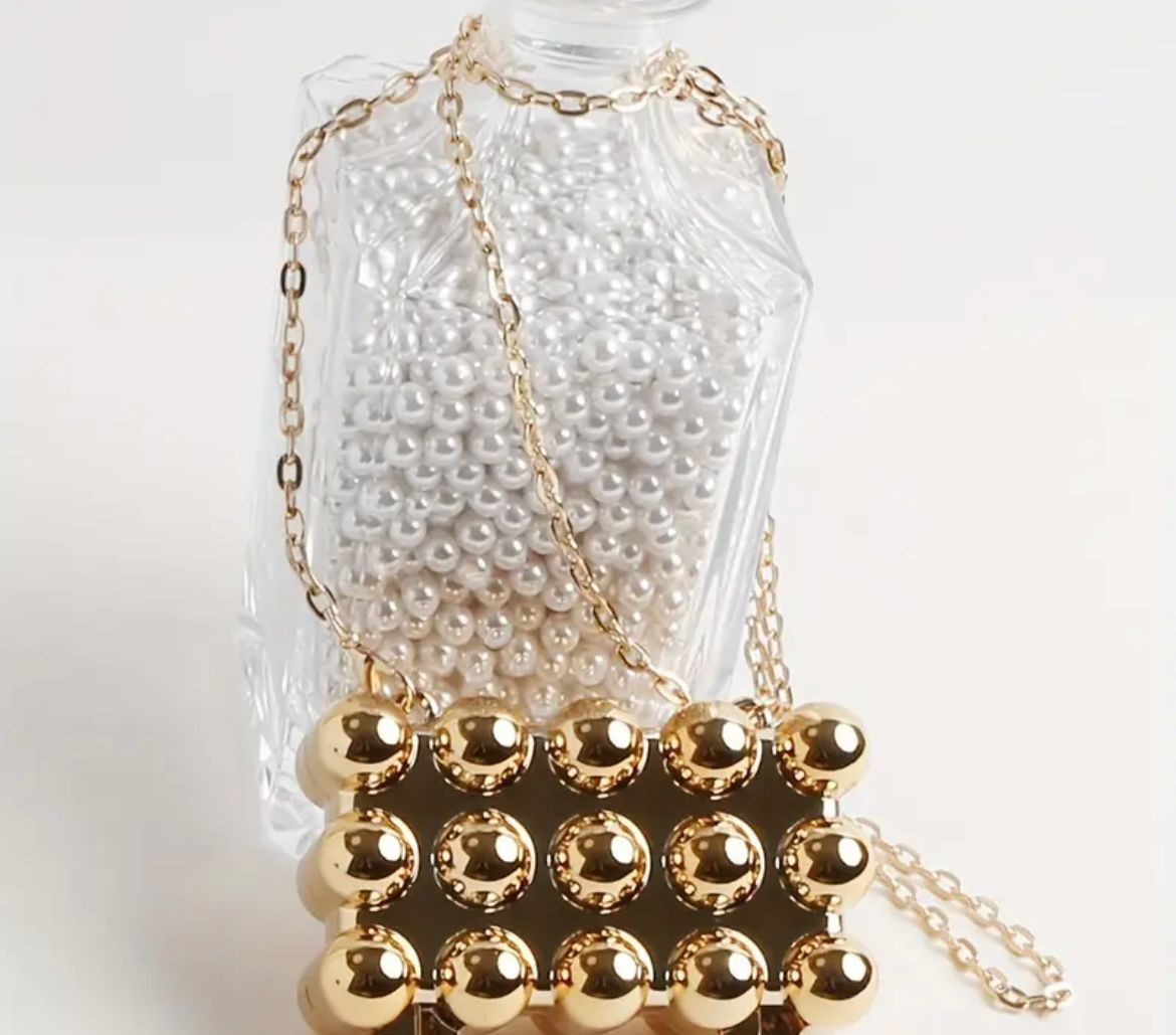 Gold Kare Kapsül Mini Çanta