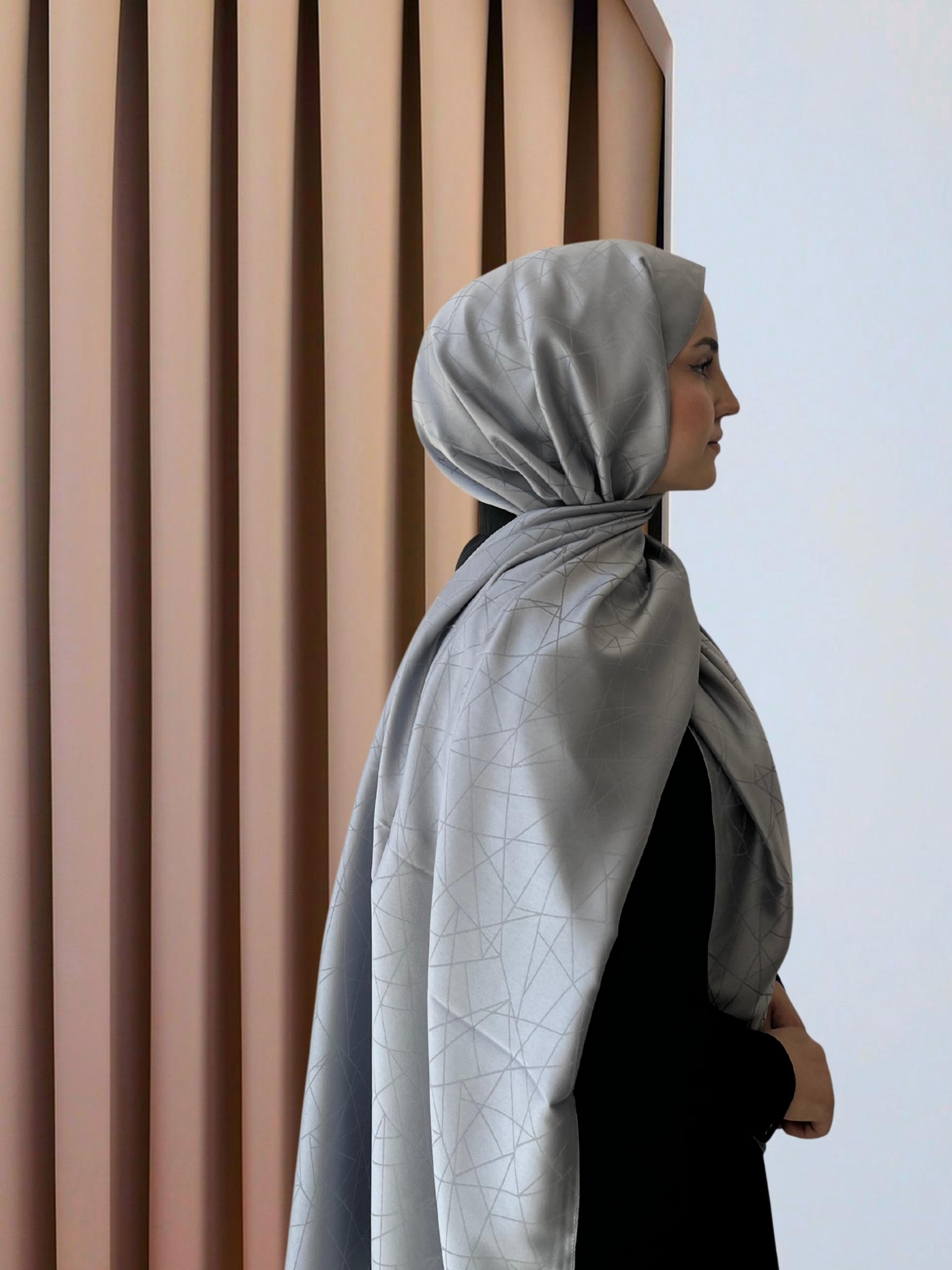 Cam Kırığı Desenli Jakar Şal-SarQa Scarft  