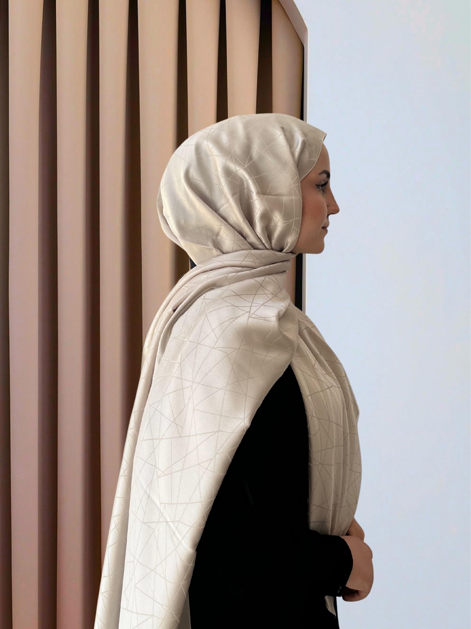 Cam Kırığı Desenli Jakar Şal-SarQa Scarft   