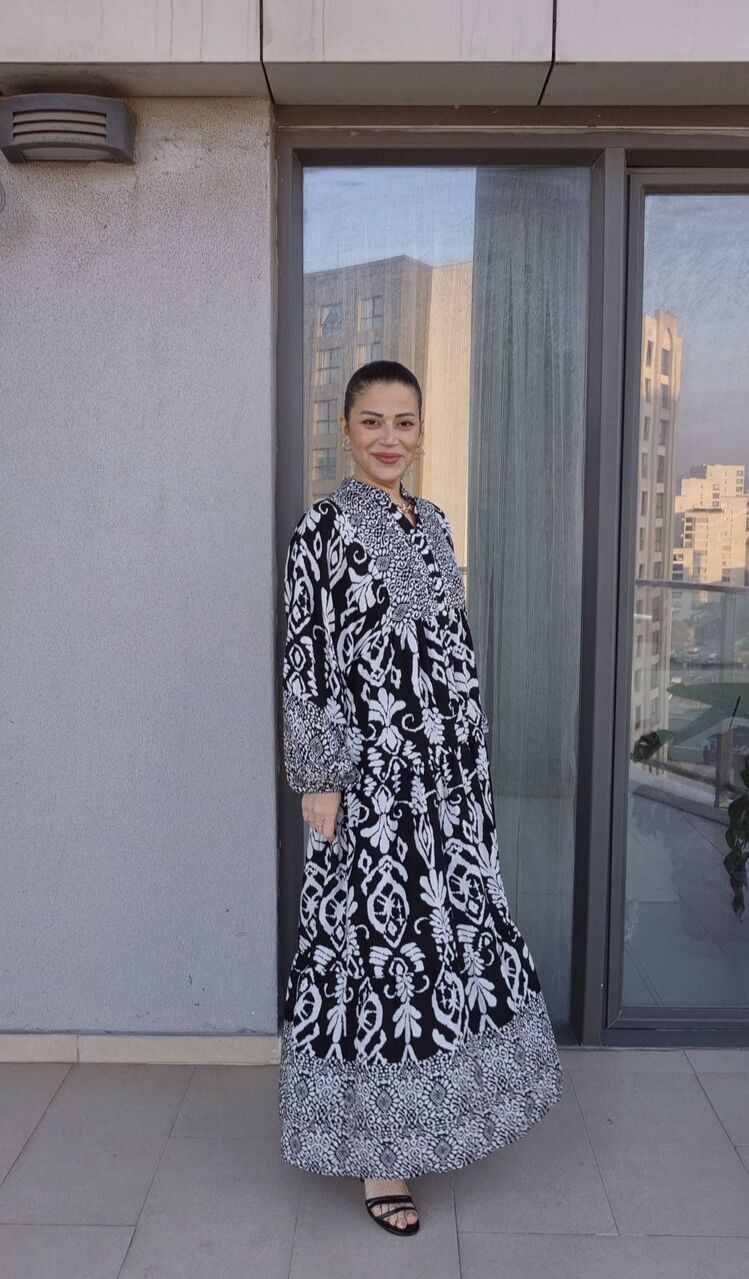 Alya Desenli Viskon Elbise