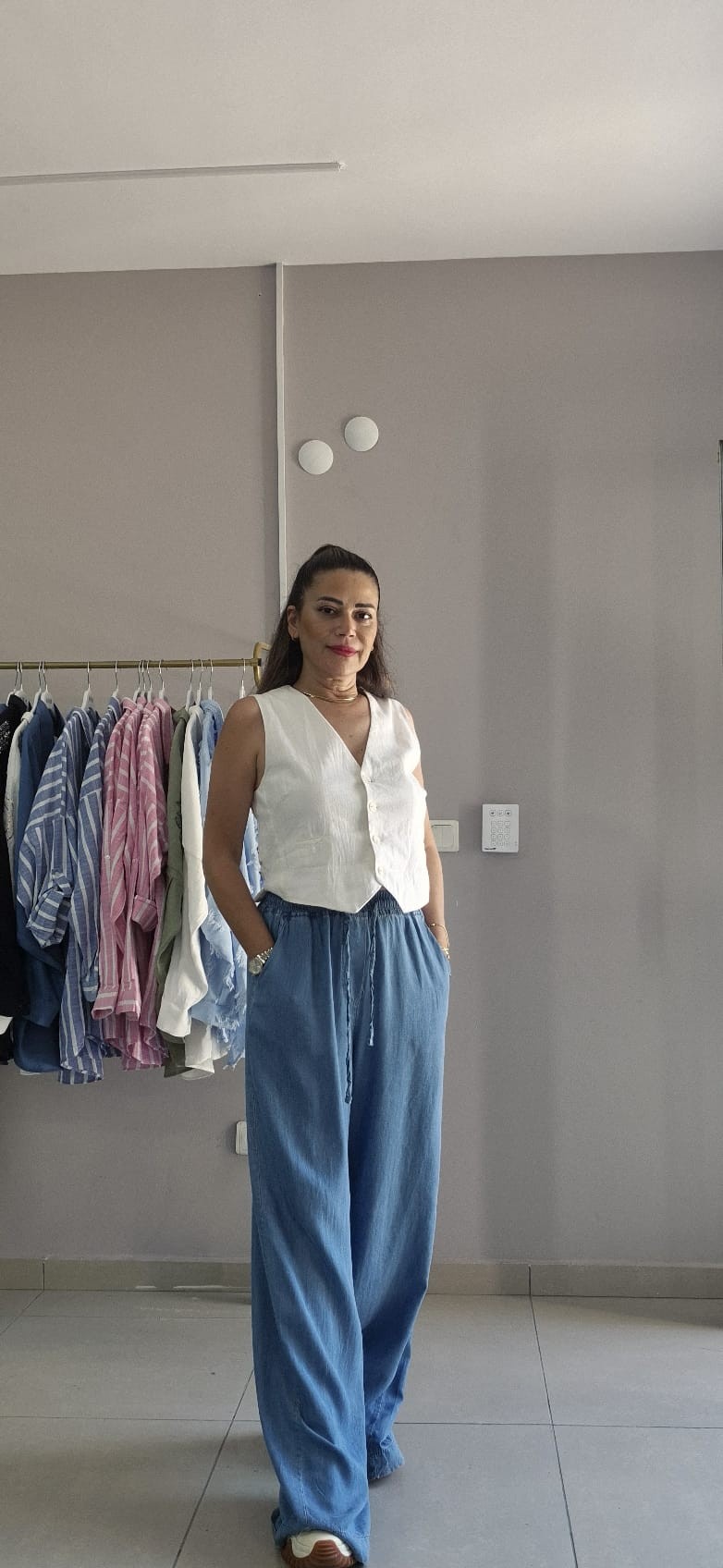 Tencel Beli Lastikli İnce Kot Pantolon