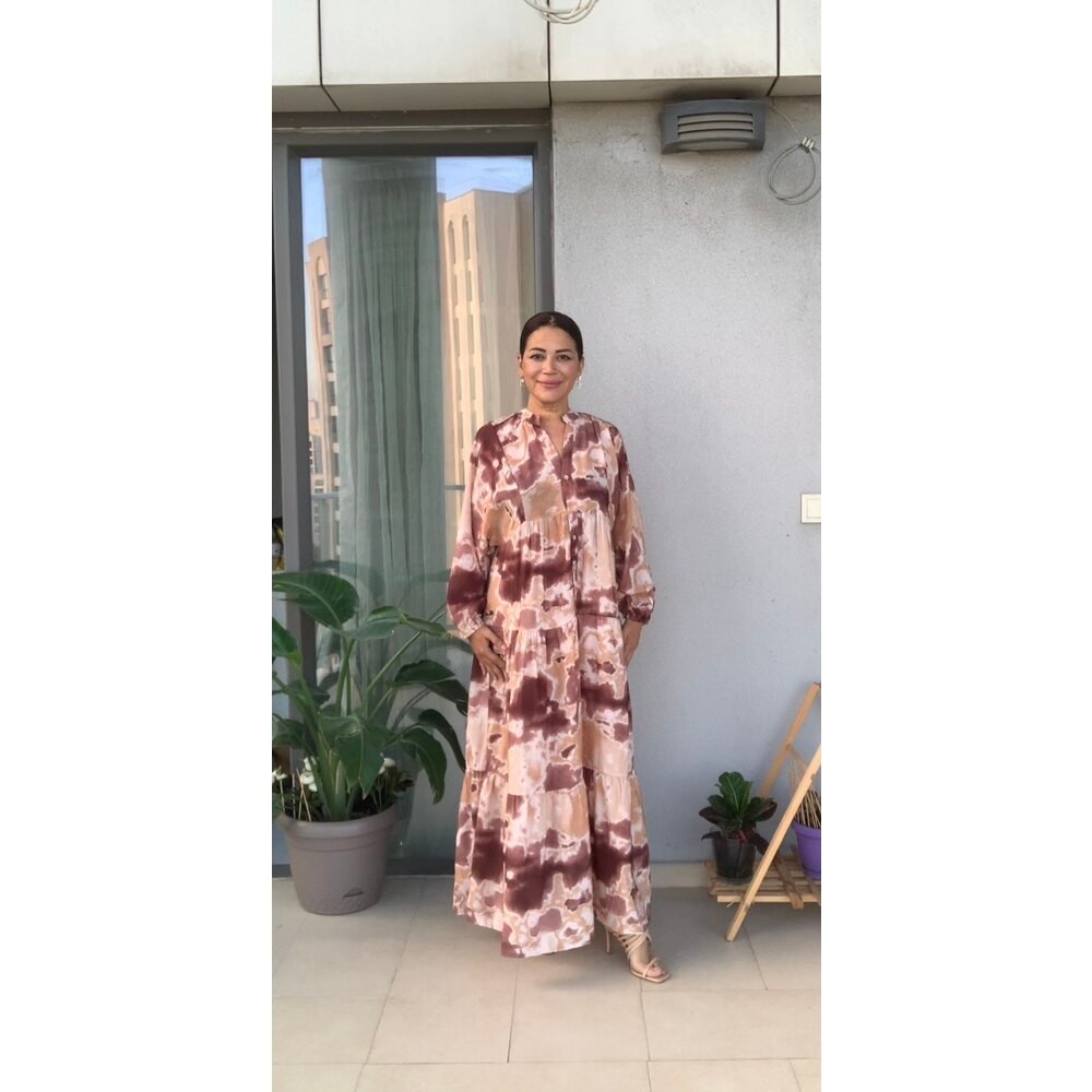 Batik Desen İpek Tencel Elbise