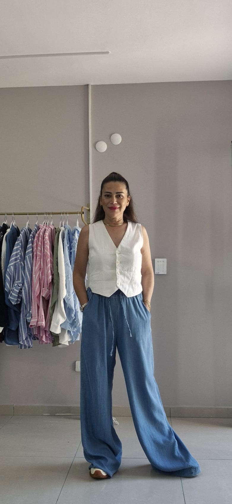 Tencel Beli Lastikli İnce Kot Pantolon