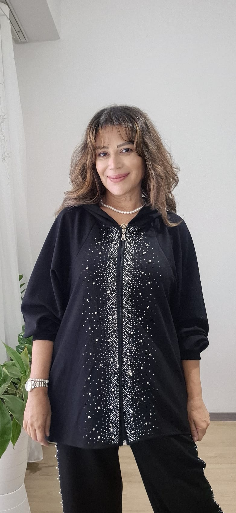 TAŞLI PULLU OYSHO TAKIM - siyah