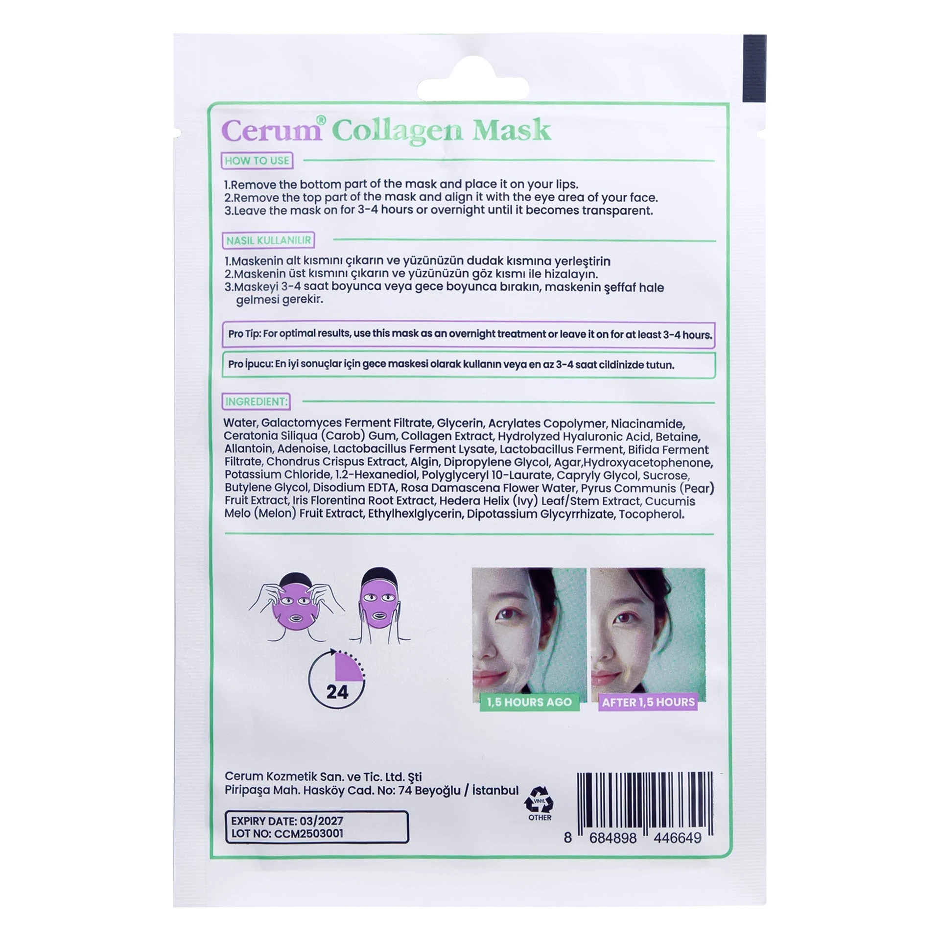 Facial Melting Collagen Mask | Collagen - Hyaluronic Acid