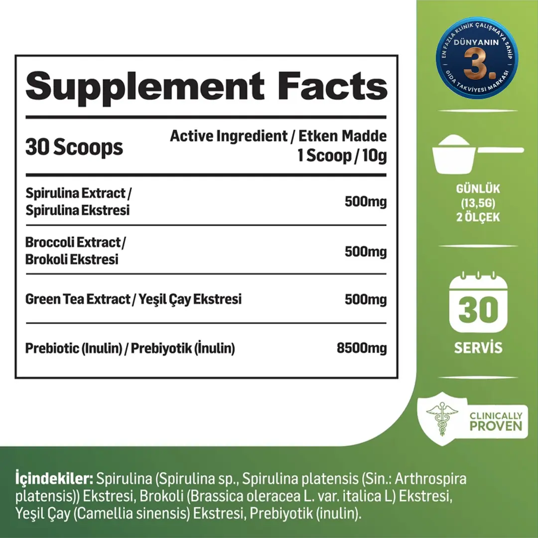 Kiperin Green | Detox | Spirulina, Green Tea, Broccoli Extract