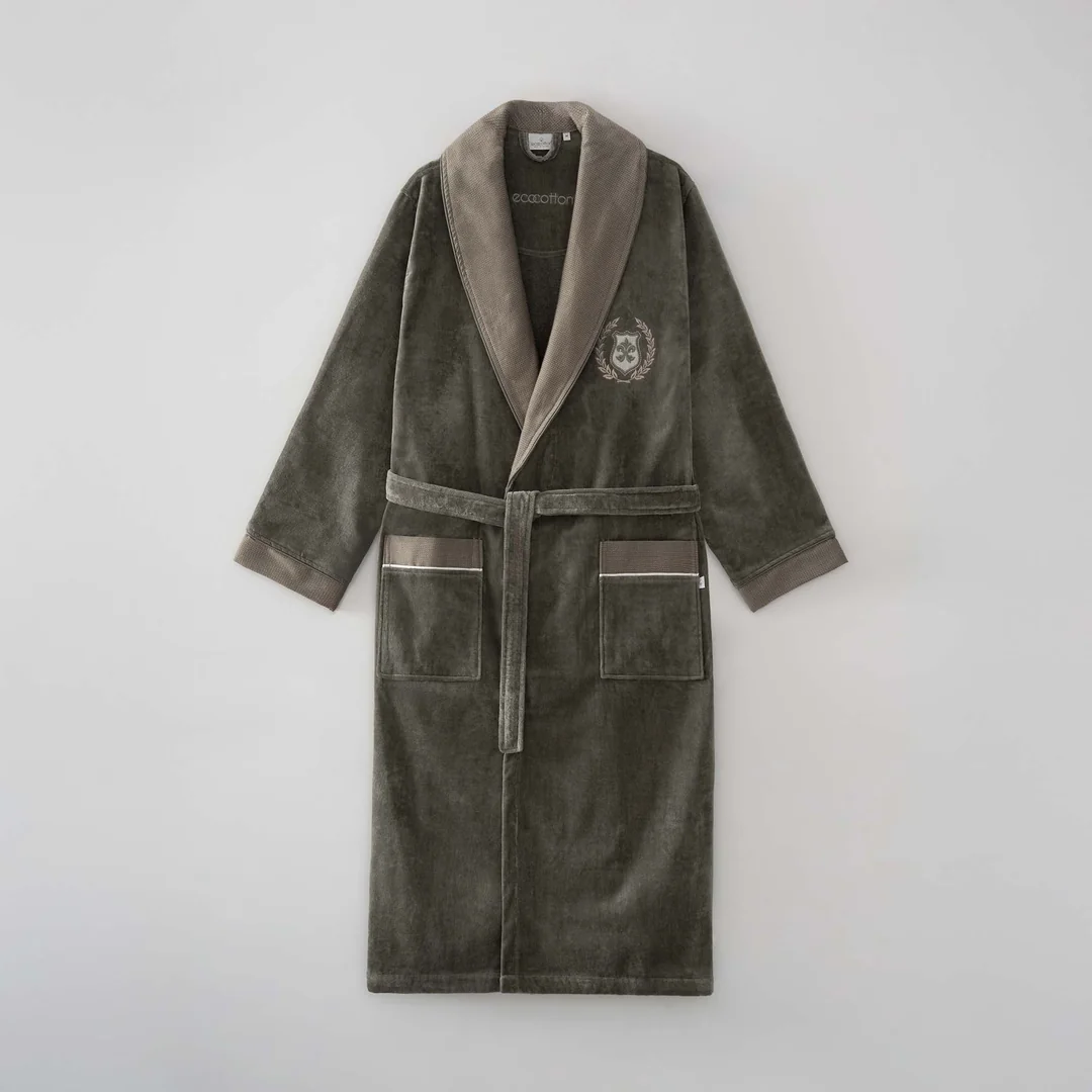 Masal Erkek Bornoz Organik Pamuk Yeşil