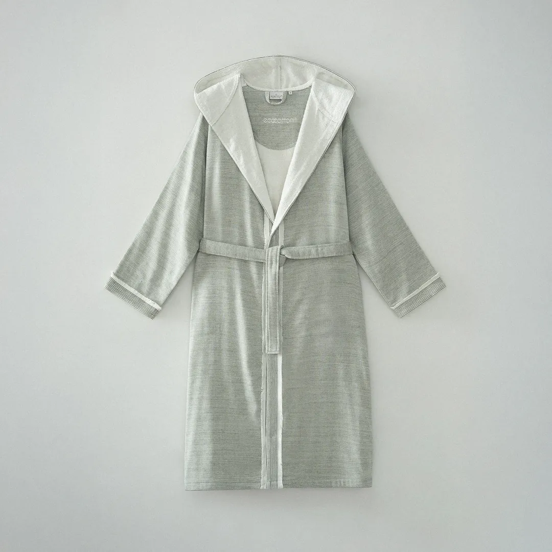 Hasna Erkek Bornoz Organik Pamuk Keten Haki