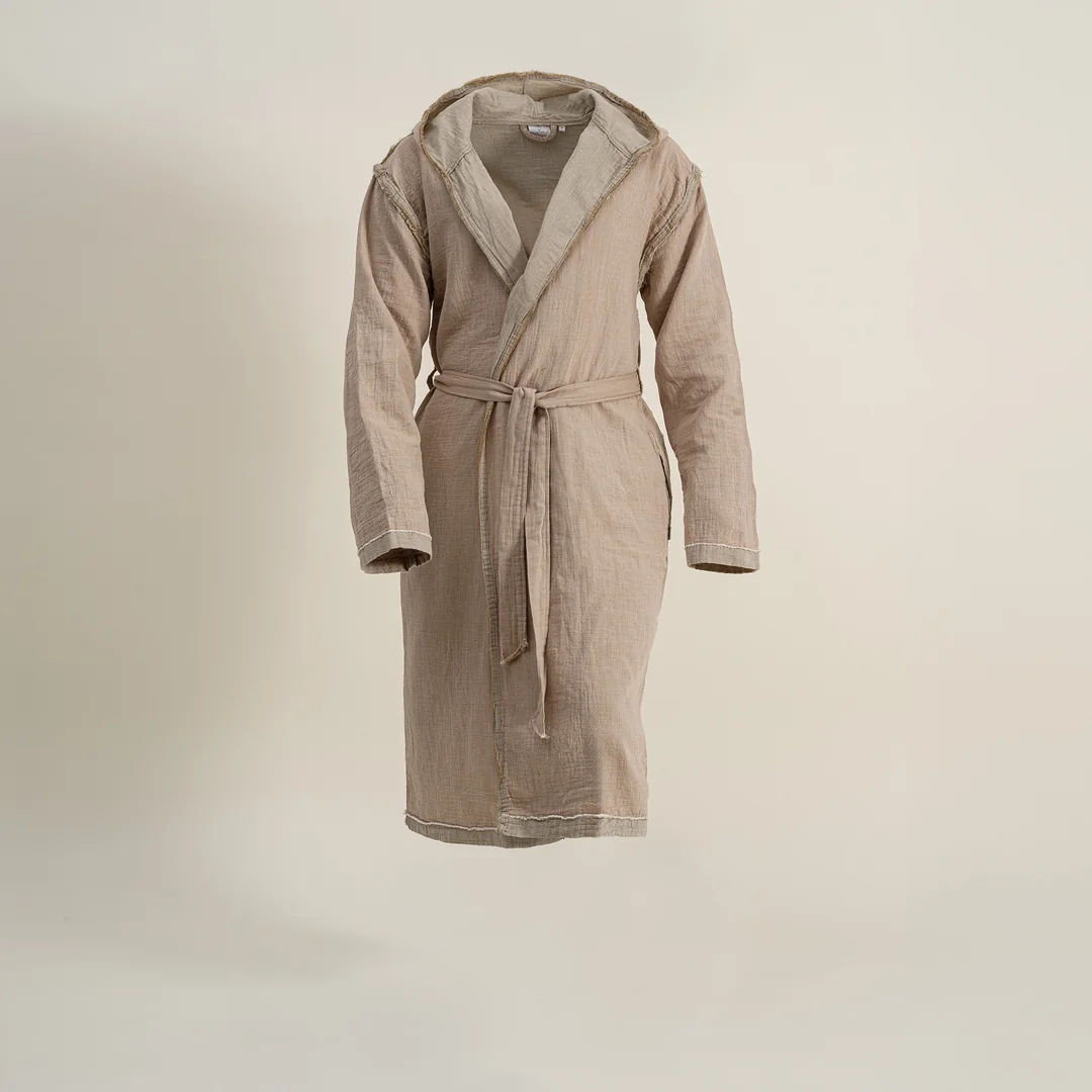 Melsa Erkek Sabahlık Organik Pamuk Müslin Bej