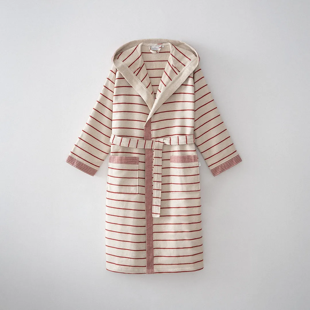 Arden Erkek Bornoz Organik Pamuk Kenevir Bordo