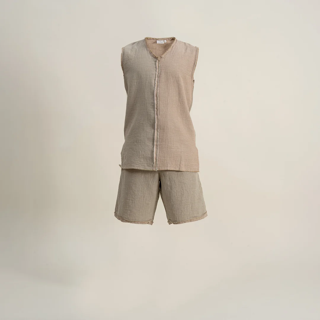 Melsa Erkek Şortlu Pijama Takımı Organik Pamuk Müslin Yeşil