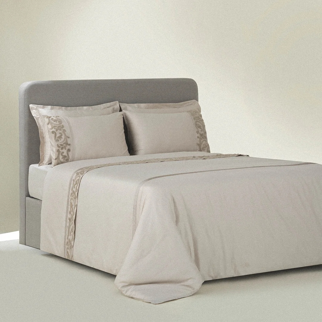 Yade Çift Kişilik Nevresim Takımı Organik Pamuk Saten Bej